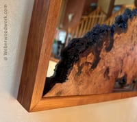 Image 3 of Live Edge Cherry Burl Framed Mirror - Rustic Handcrafted