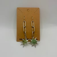 Spiked Fluorite Octahedron Earrings (#2150)