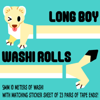 Image 1 of White Stoat Washi Tape w/ Matching Sticker Ends!