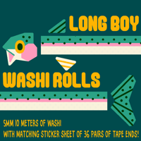 Image 1 of Rainbow Trout Washi Tape w/ Matching Sticker Ends!