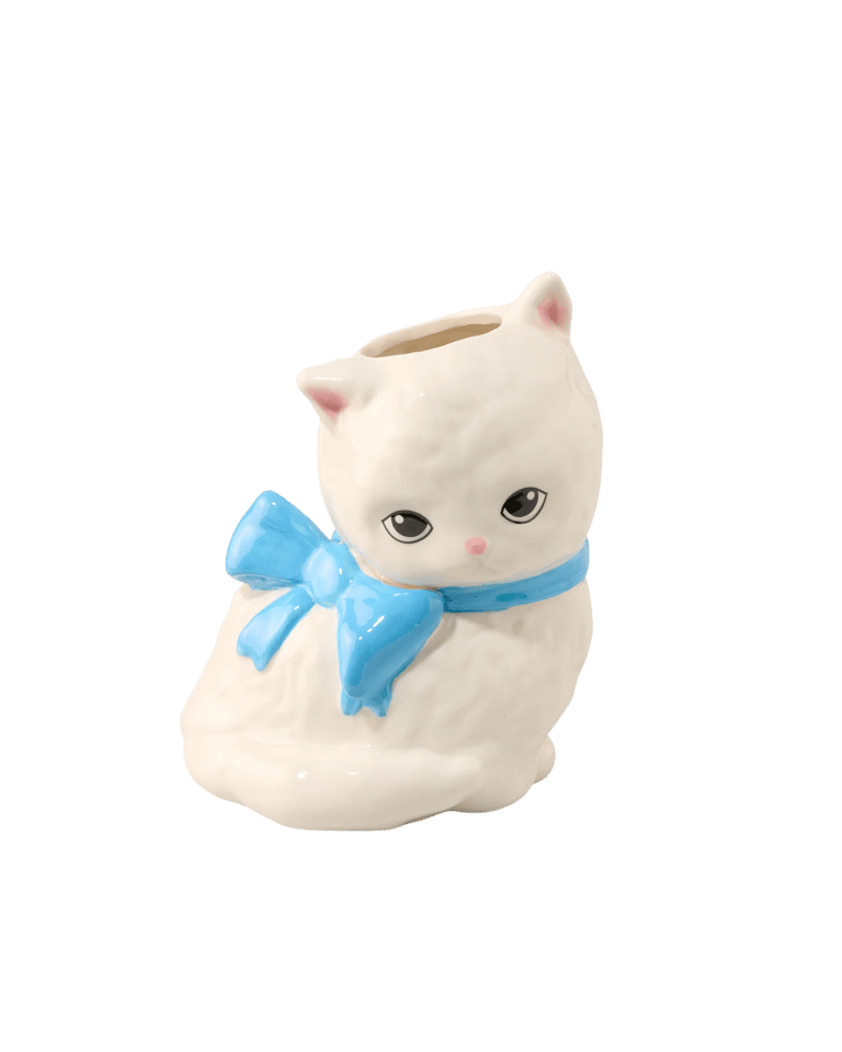 VASE CHAT BLANC
