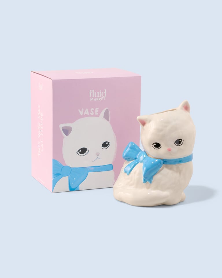 VASE CHAT BLANC Image 2