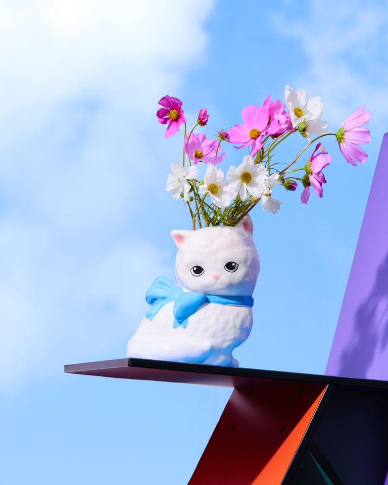 VASE CHAT BLANC Image 3