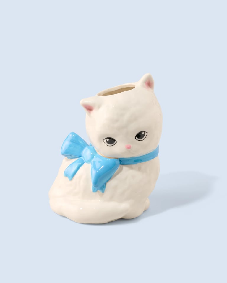 VASE CHAT BLANC Image 4