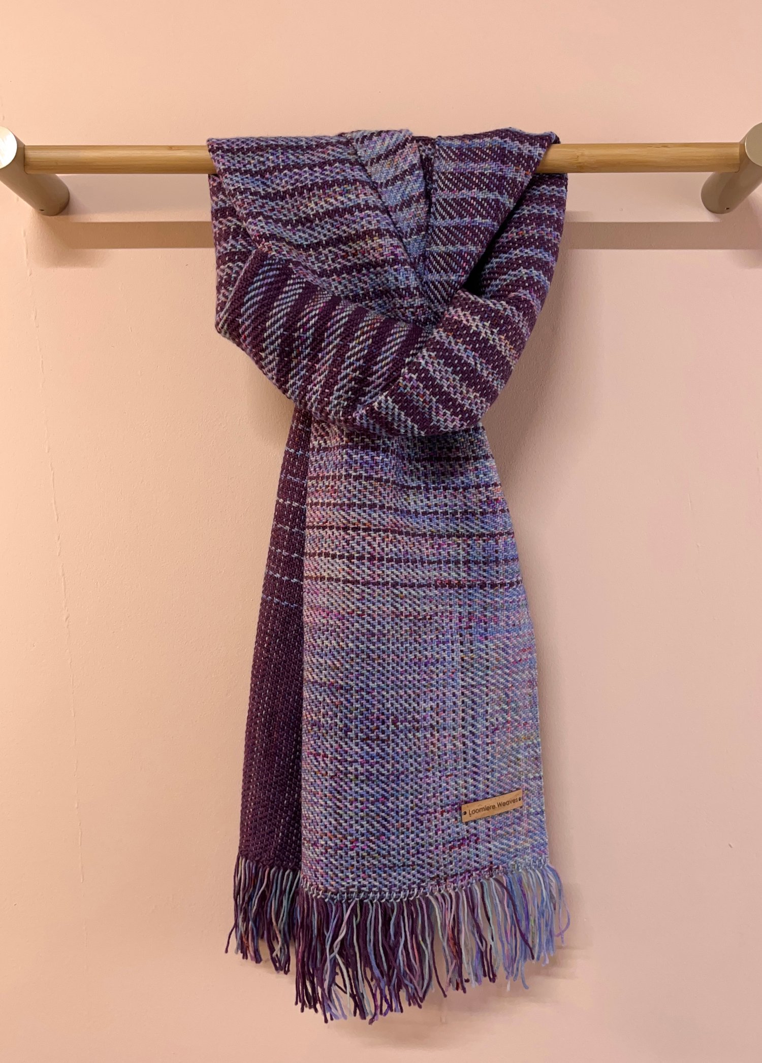 Image of Plum & Blue Fleck Graduated Scarf