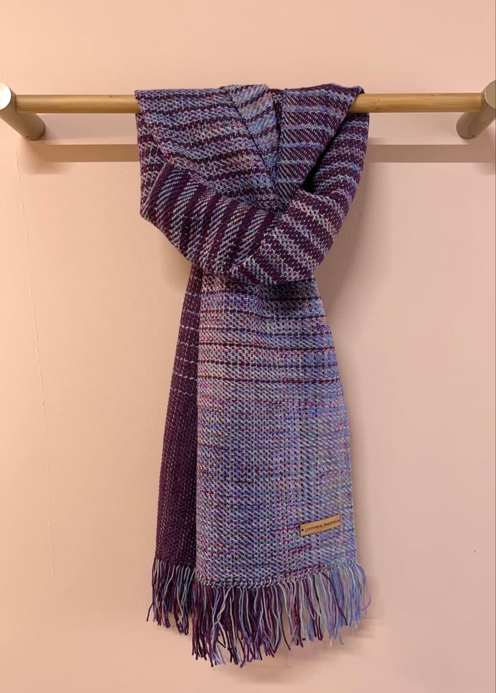 Image of Plum & Blue Fleck Graduated Scarf