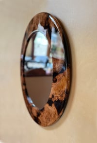 Image 5 of Eye-Catching Round Cherry Burl Mirror, Gloss  - Made to order”