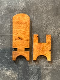 Image 3 of Handmade Phone Stand Cherry Burl Wood, Foldable, Great Gift, Phone holder 