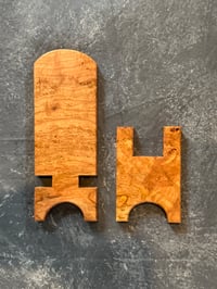 Image 4 of Handmade Phone Stand Cherry Burl Wood, Foldable, Great Gift, Phone holder 