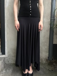 Image 1 of Cora Asymmetrical Viscose Midi Skirt – black 