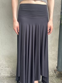 Image 6 of Cora Asymmetrical Viscose Midi Skirt – black 