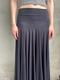 Image 7 of Cora Asymmetrical Viscose Midi Skirt – black 