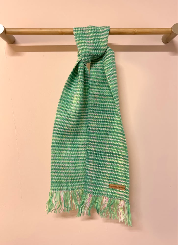 Image of Green & Pink Fleck Skinny Scarf