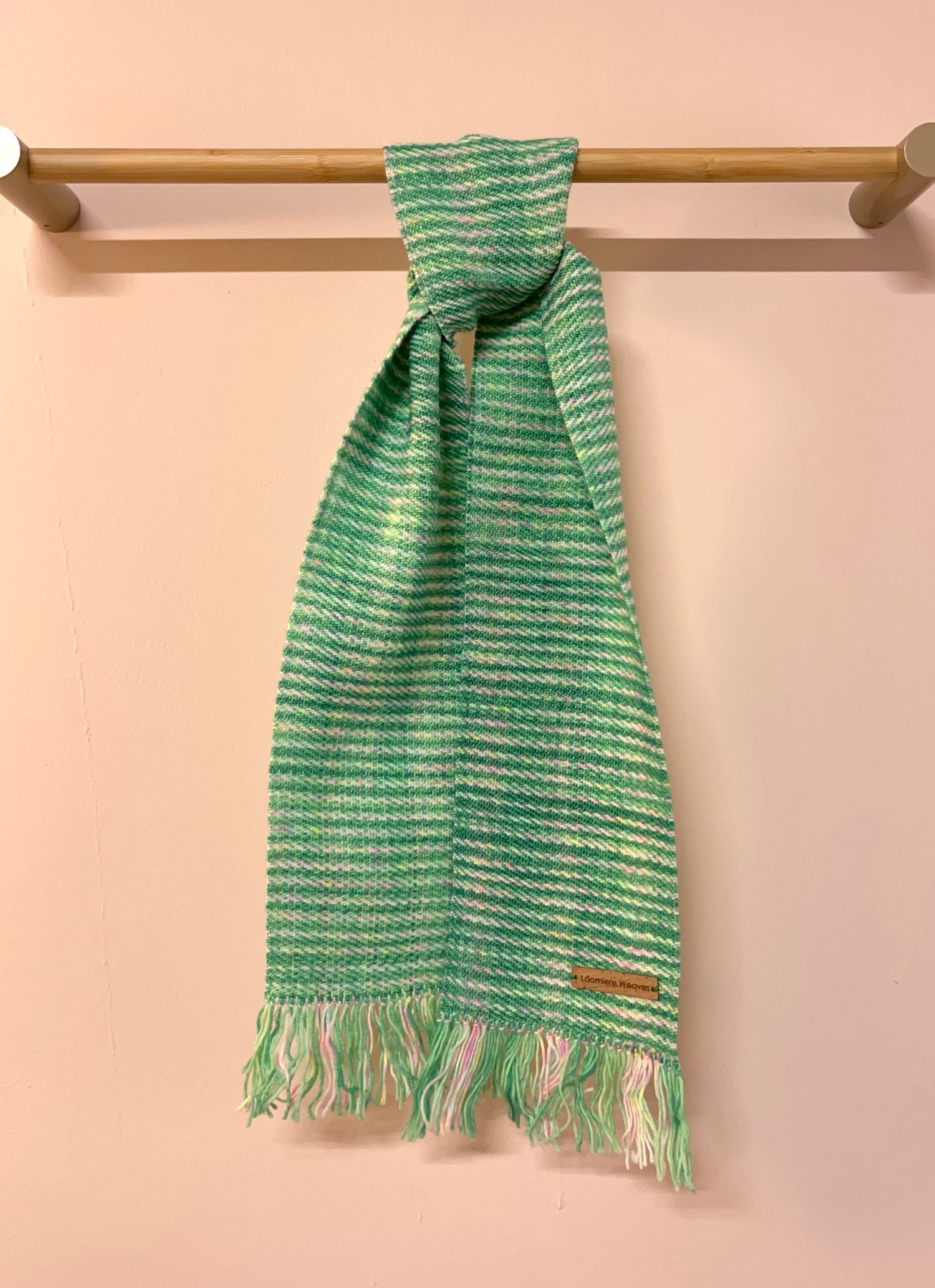 Image of Green & Pink Fleck Skinny Scarf