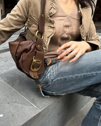Image 3 of BROWN LEATHER FOLDOVER BAG