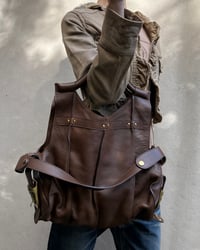 Image 17 of BROWN LEATHER FOLDOVER BAG