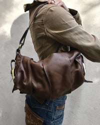 Image 15 of BROWN LEATHER FOLDOVER BAG