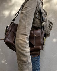 Image 16 of BROWN LEATHER FOLDOVER BAG