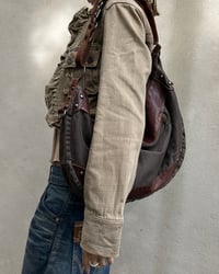 Image 2 of BROWN CANVAS AND LEATHER BAG
