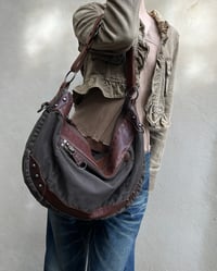 Image 1 of BROWN CANVAS AND LEATHER BAG