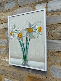 Image 5 of Narcissus- white with orange centre 32cm x 42cm