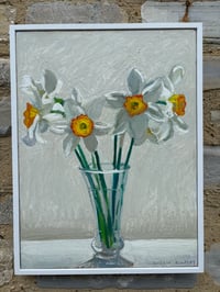 Image 6 of Narcissus- white with orange centre 32cm x 42cm