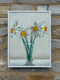 Image 7 of Narcissus- white with orange centre 32cm x 42cm