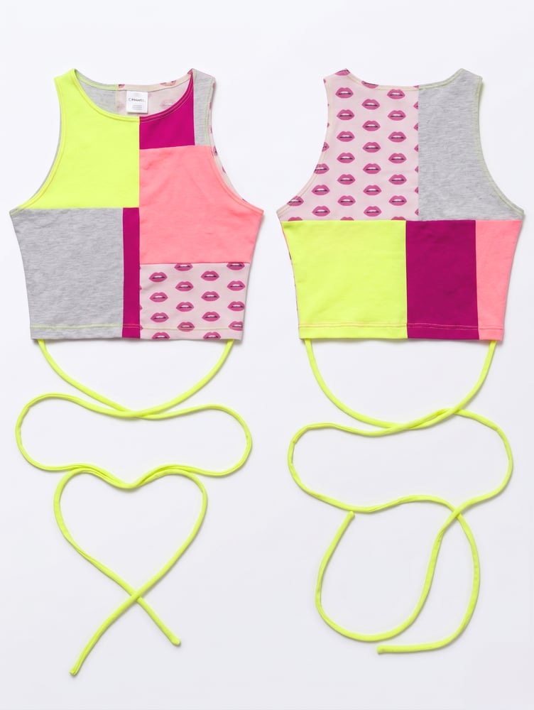 Image of Neon Lips Size Medium Tie Crop