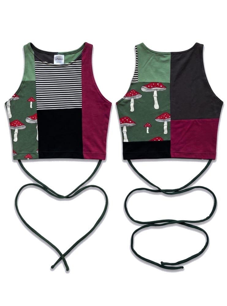 Image of Mushrooms n Stripes Size Small Tie Crop