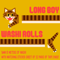 Image 1 of Brown Tabby Washi Tape w/ Matching Sticker Ends!