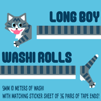 Image 1 of Grey Tabby Washi Tape w/ Matching Sticker Ends!