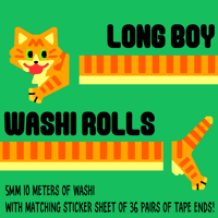 Image 1 of Orange Tabby Washi Tape w/ Matching Sticker Ends!
