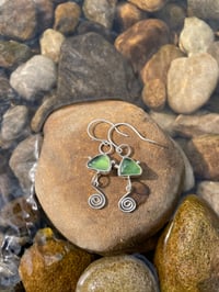 Image 1 of Green sea glass swirl earrings