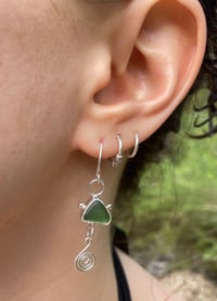 Image 3 of Green sea glass swirl earrings