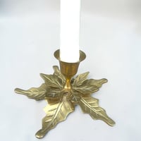 Image 8 of Bougeoir en laiton vintage forme de feuilles de houx - Bougeoir vintage  bohème ch...
