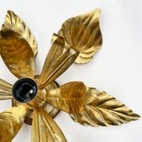 Image 11 of Grande applique murale fleur en métal doré à la feuille vintage - Applique flor...