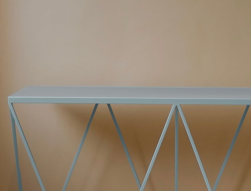 Image of Long Giraffe console table with natural linoleum top 