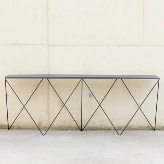 Image of Long Giraffe console table with natural linoleum top 