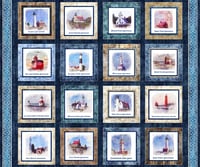 Image 1 of All Michigan Shop Hop Lighthouse Panel Fabric - Yards Of Fabric - Mason, Michigan
