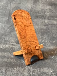 Image 1 of Cherry Burl Wood Phone Stand Handmade  Foldable, Great Gift, Phone holder 