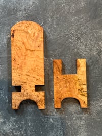 Image 4 of Cherry Burl Wood Phone Stand Handmade  Foldable, Great Gift, Phone holder 