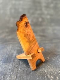 Image 1 of Live Edge Cherry Burl Wood Phone Stand Handmade  Foldable, Great Gift, Phone holder 