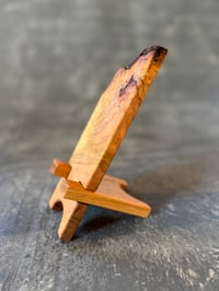 Image 2 of Live Edge Cherry Burl Wood Phone Stand Handmade  Foldable, Great Gift, Phone holder 