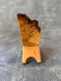 Image 3 of Live Edge Cherry Burl Wood Phone Stand Handmade  Foldable, Great Gift, Phone holder 