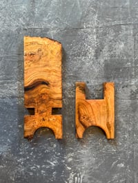 Image 4 of Live Edge Wood Phone Stand Cherry Burl Handmade,  Great Gift, Phone ho...