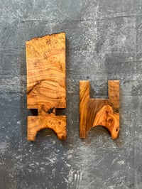 Image 5 of Live Edge Wood Phone Stand Cherry Burl Handmade,  Great Gift, Phone ho...