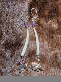 Dentalium, Swarovski & Silver Leverback Earrings