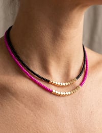 Image 1 of Seed bead necklace with 14k gold bar