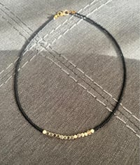 Image 2 of Seed bead necklace with 14k gold bar