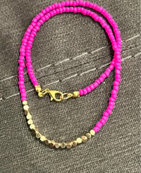 Image 3 of Seed bead necklace with 14k gold bar